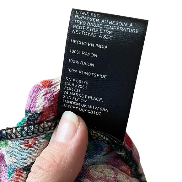 Urban Outfitters Lola Wide Leg Jumpsuit Small Floral Smocked Halter Colorful - Picture 8 of 8